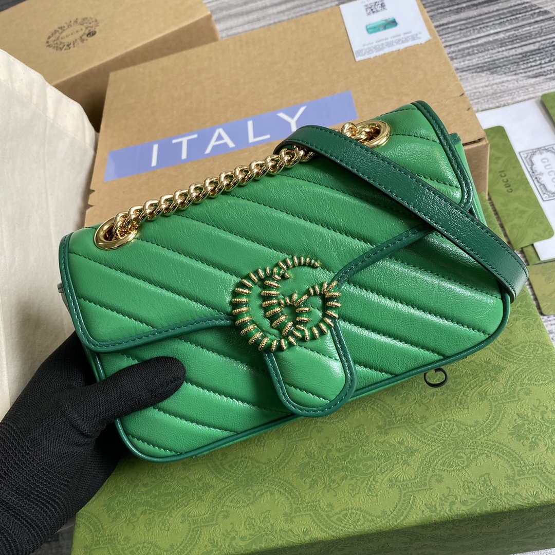 Gucci GG Marmont Matelasse Mini Shoulder Bag 446744 Green